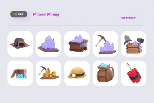 3D Icon Mineral Mining Illustration