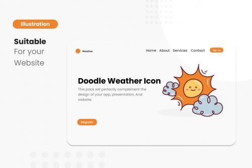 Doodle Wather Icon Illustrations Collection