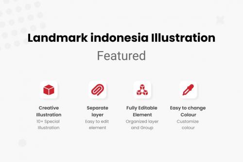 Landmark Indonesia Illustrations Collection