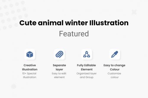 Animal Winter Costum Illustrations Collection