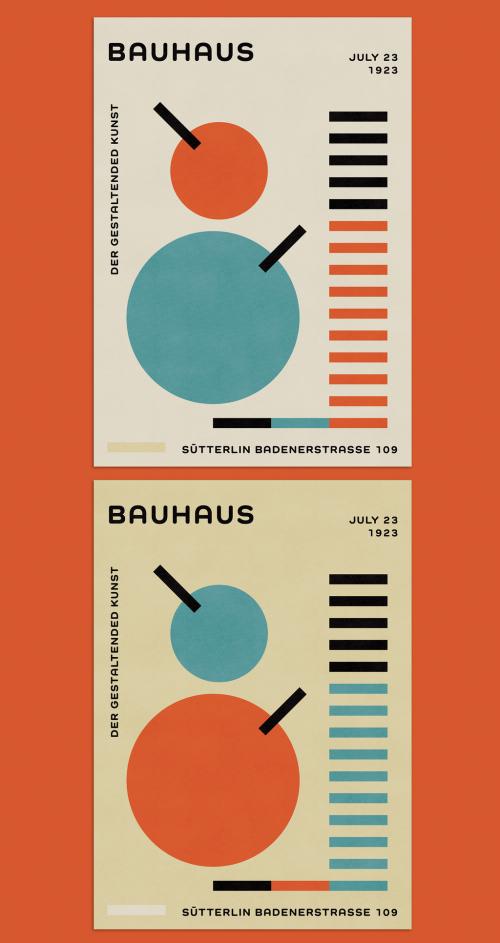 Trendy Minimalist Cover Layout with Bauhaus Style - 470948020