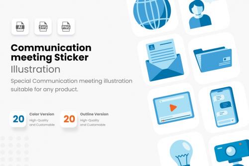Communicating Sticker Illustrations Collections