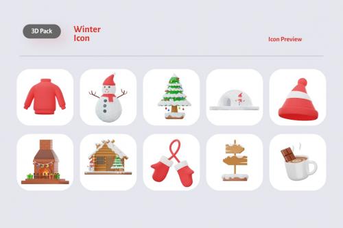 3D Icon Winter Illustration Collection