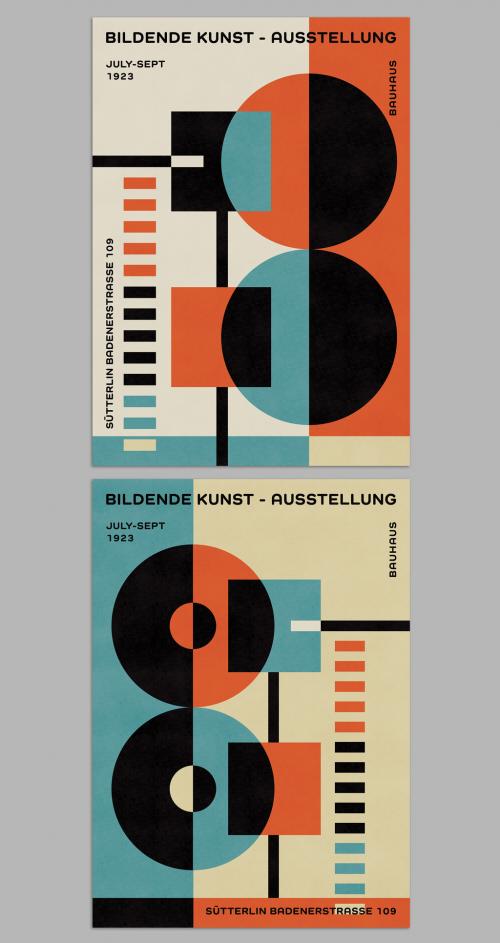 Retro Bauhaus Design Style Covers Layout - 470948023