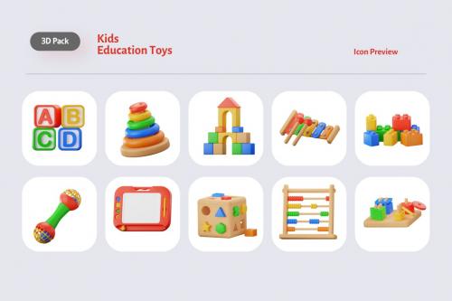3D Icon Kids Education Toys Collection