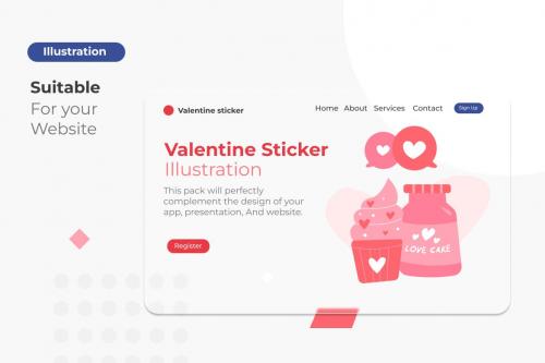 Valentine Sticker Illustrations Collections