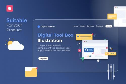 Digital Tool Box Illustrations Collections