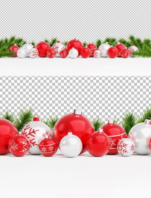 Isolated Red Christmas Baubles on White Mockup - 470948758