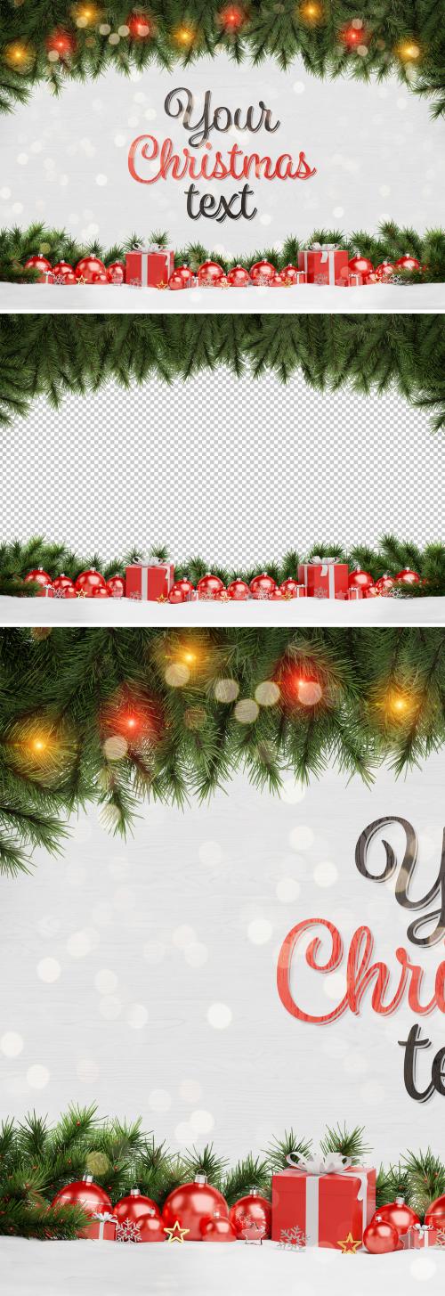 Christmas Card Mockup with Text and Red Baubles - 470948761