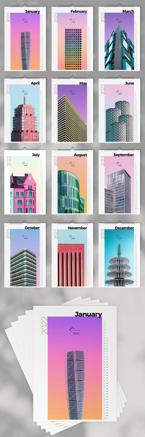 Colorful Architecture Wall Calendar 2022 Layout - 471148078