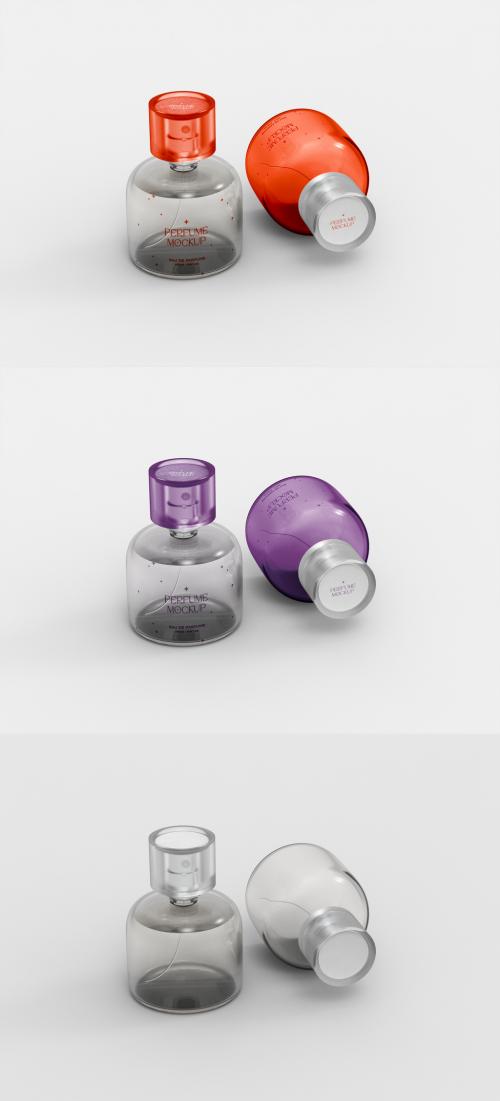 3D Set of Two Perfume Glass Bottles Mockup - 471148542