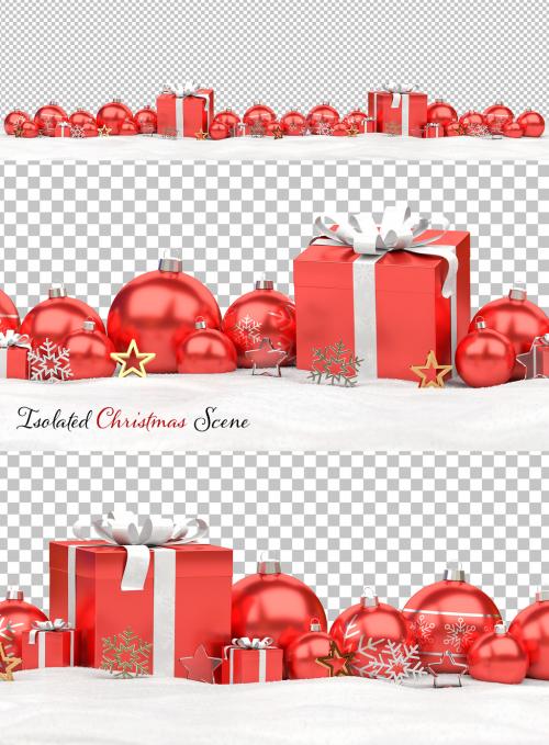 Isolated Gold and Black Christmas Baubles on White Mockup - 471148743