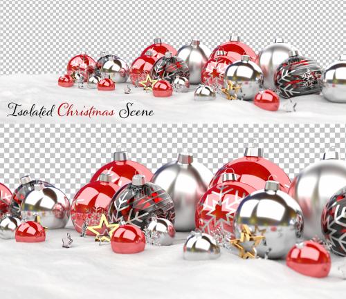 Isolated Red Christmas Baubles on White Mockup - 471148744