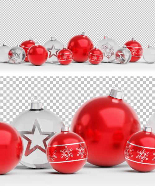 Christmas Baubles and Decorations on Snow Isolated Mockup - 471148746