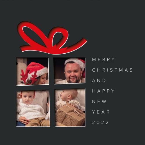 Christmas Family Photo Card Layout Layout with Christmas Present - 471149244