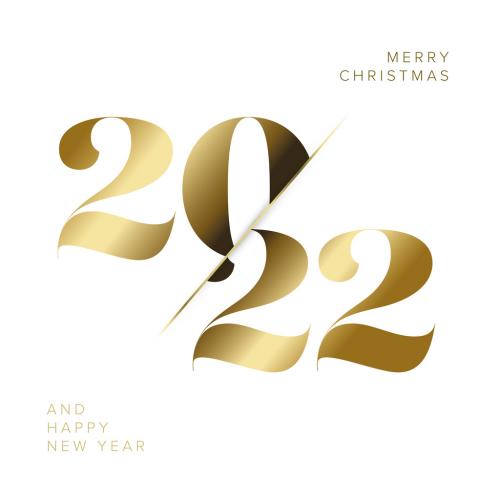Minimalistic Happy New Year Card Layout with Golden Numbers - 471149253