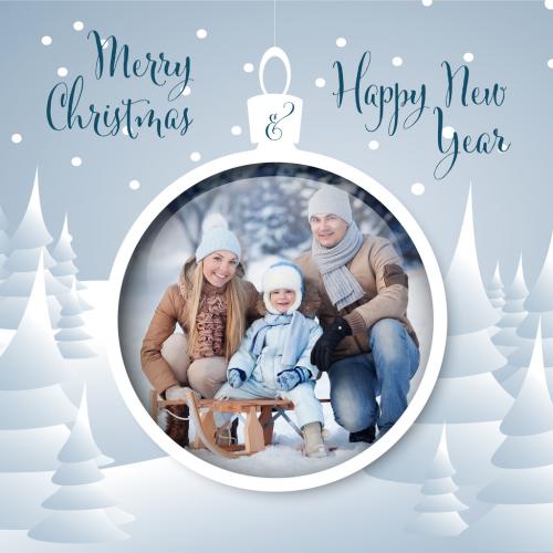 Christmas Winter Family Photo Card Layout - 471149260