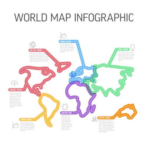 Thick Line World Map Multipurpose Infographic Layout - 471149270