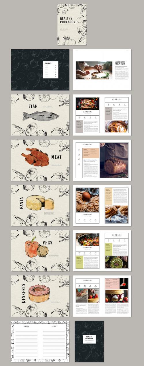 Healthy Illustration Cookbook Layout - 472107373
