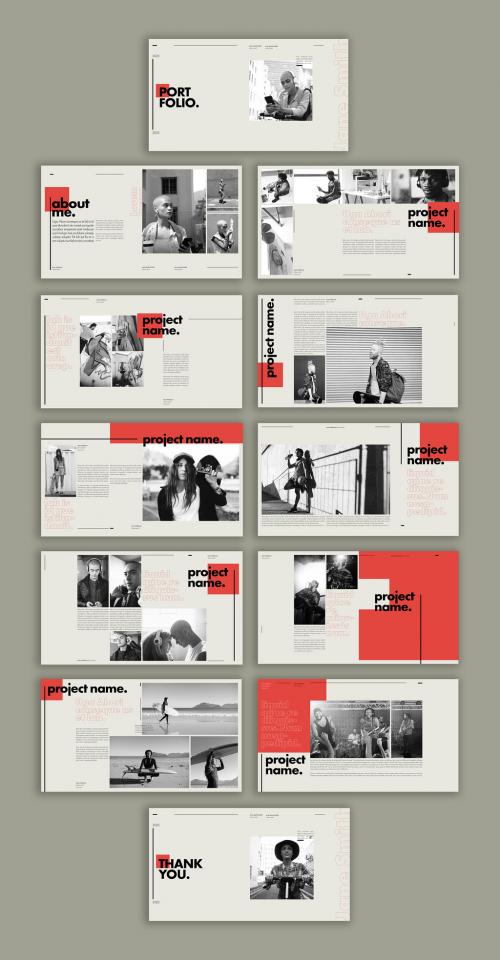 Portfolio Layout with Coral Accents - 472107680