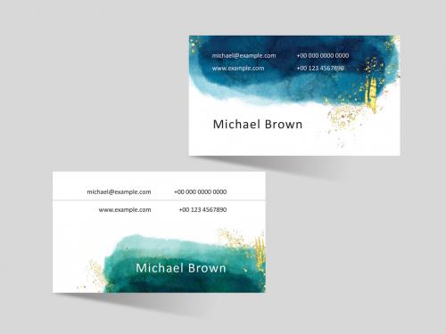 Creative Business Card Layout with Watercolor Paintings - 472107917
