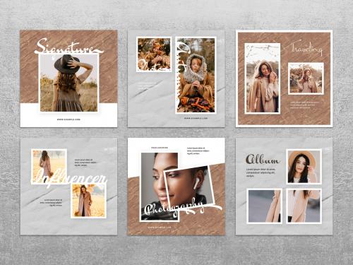 Autumn Social Post Layout with White Photo Frames - 472107928