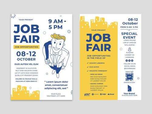 Vibrant Job Fair Career Development Recruitment Hiring Jobs Flyer Layout - 472301394