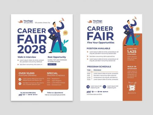 Career Fair Flyer Layout for Online Job Remote Work Hiring - 472301405