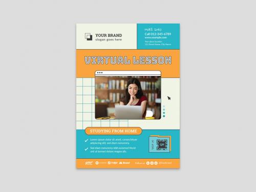 Virtual Lesson Webinar Flyer Template for Remote Learning - 472301412