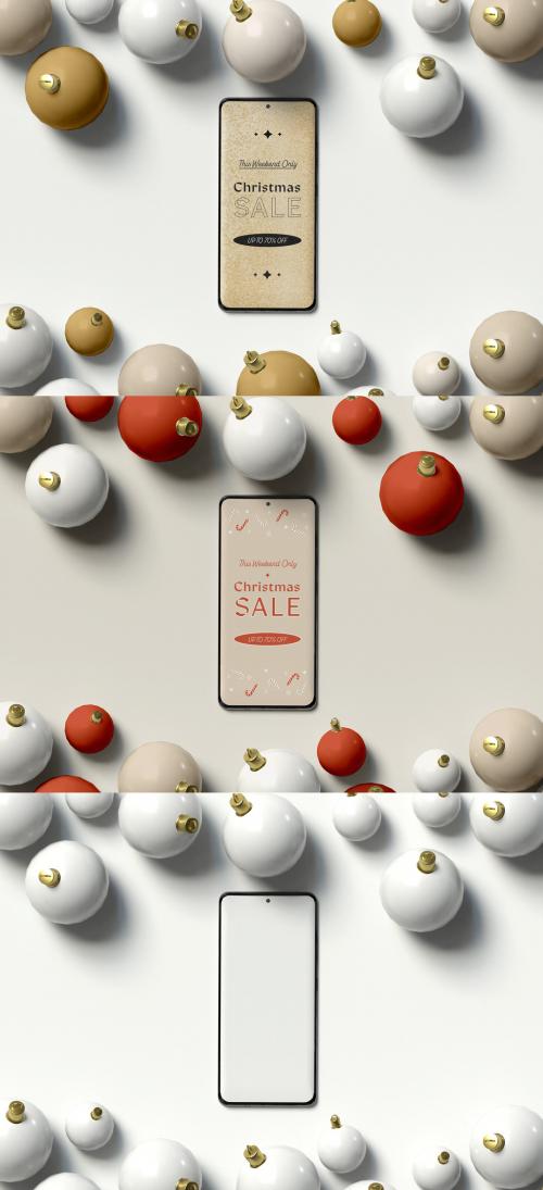 Christmas Sale with Screen Phone Mockup - 472503792