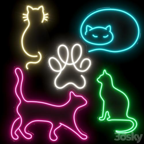 Set of neon lights Cats 02