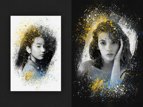 Expressive Painting Poster Photo Effect Mockup - 472742032