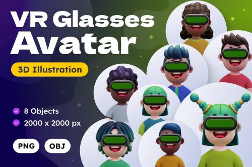 Virtual Reality Avatar 3D Illustrations