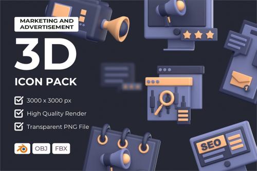 Marketing and Advertisement 3D Icon Pack
