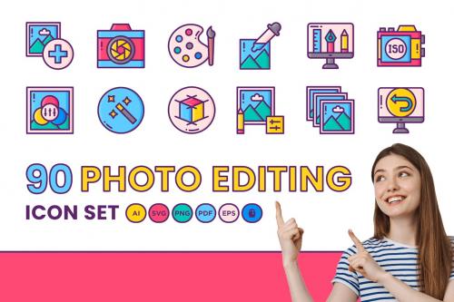 90 Photo Editing Icons - Crayons