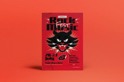 Red New Grunge Rock Music Fest Flyer Set