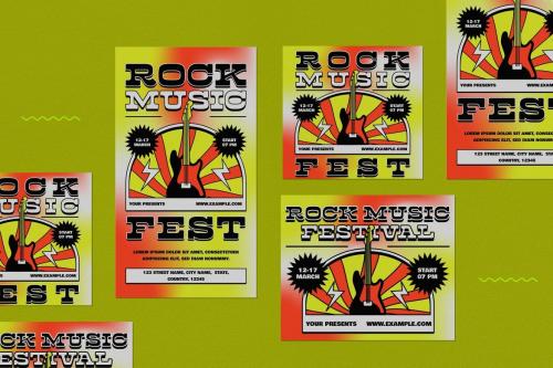 Yellow Maximalist Rock Music Festival Flyer Set