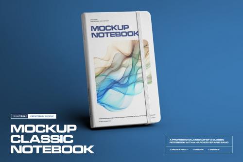 Mockups of Notebook with Band and Hard Cover