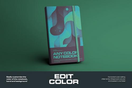 Mockups of Notebook with Band and Hard Cover