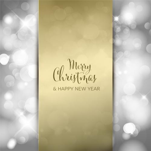 Christmas Card on Golden Stripe and Blurred Background - 472742097