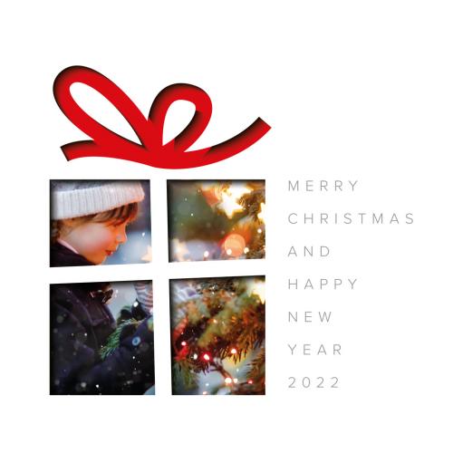 Christmas Family Photo Card Layout with Christmas Present - 472742099
