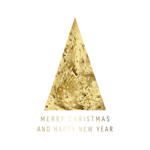 Modern Trendy Christmas Card with Golden Triangle Christmas Tree - 472742104