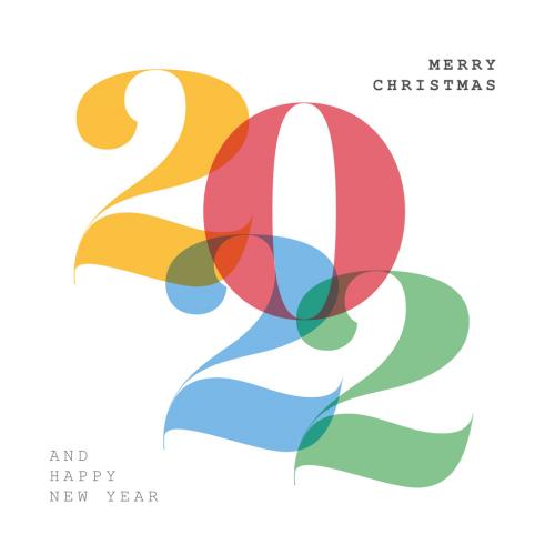 Minimalistic Happy New Year Card Layout with Color Numbers - 472742106