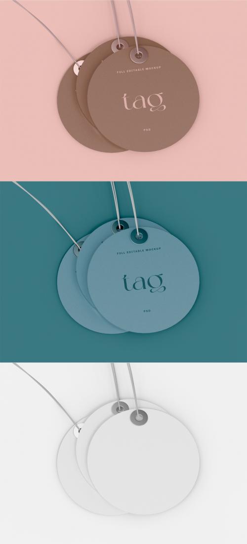 3D Rounded Label Tags Mockup - 473154645