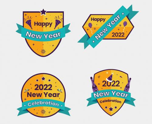 Happy New Year Badge Logo Set - 473404182