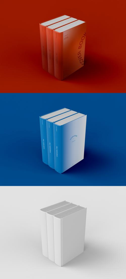 3D Stack of Hardcover Books Mockup - 473404676