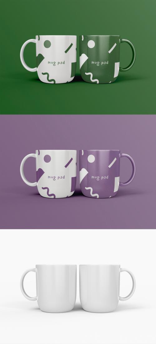 3D Set of Two Coffee Mugs Mockup - 473404679