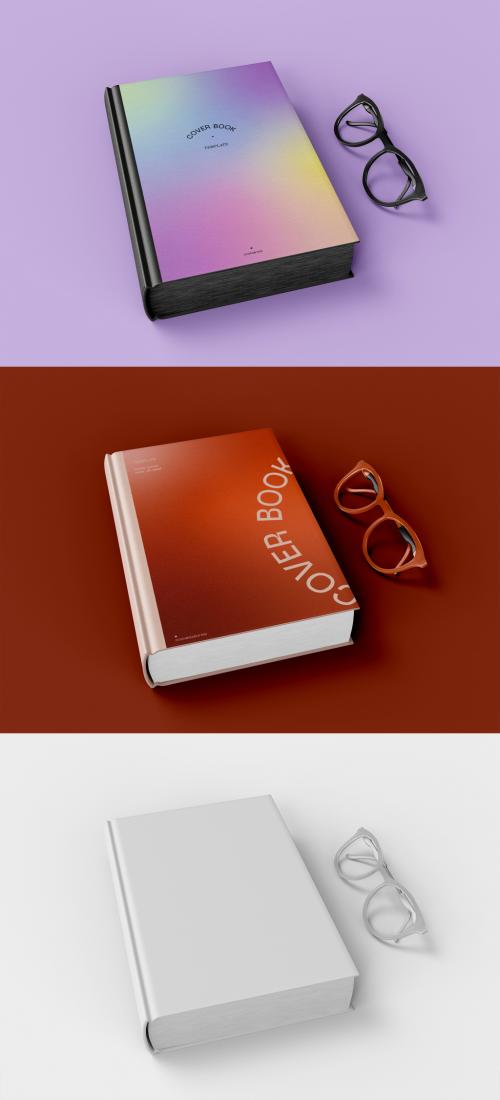 3D Hardcover Book Mockup with Glasses - 473404684