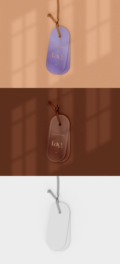 3D Rounded Label Tag Mockup - 473404688