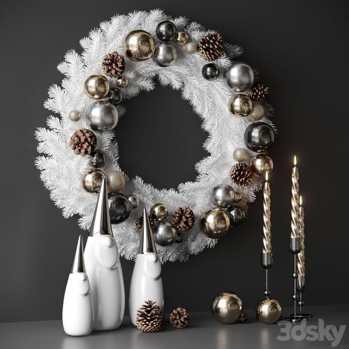 Christmas decor with candles and wreath